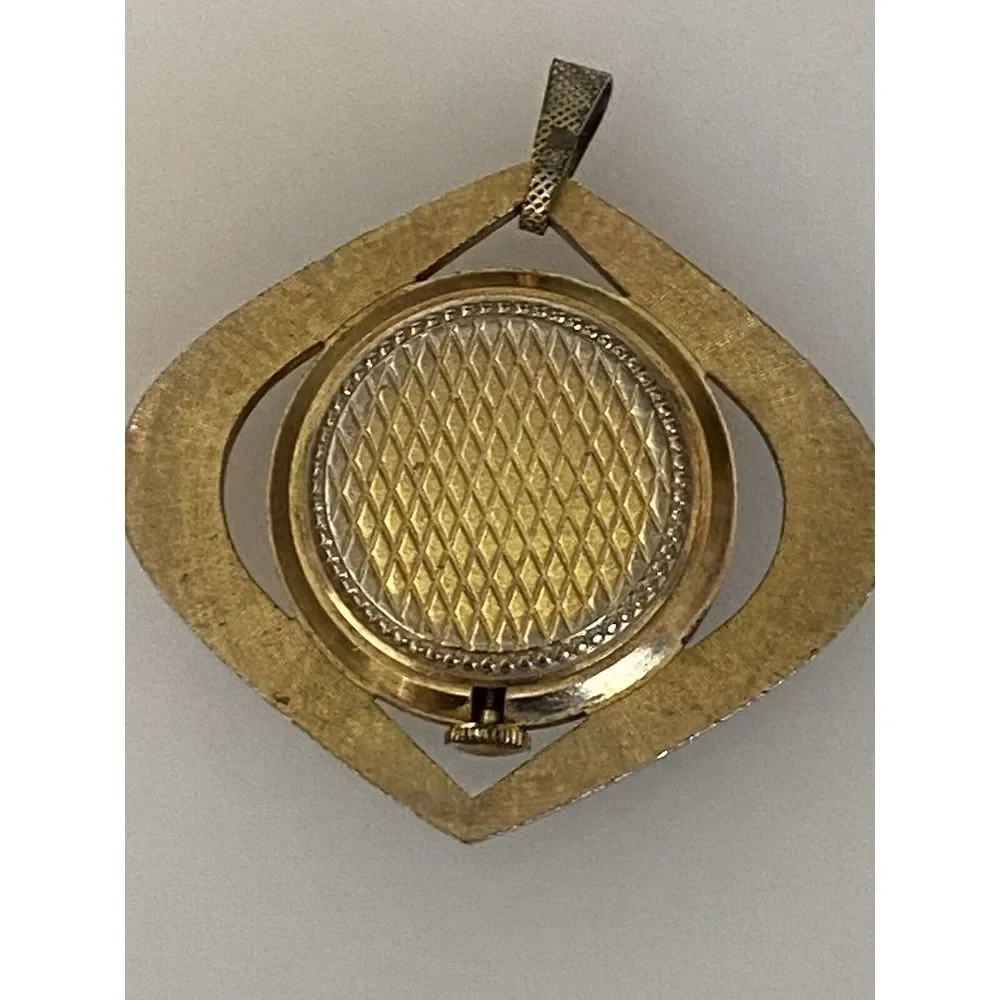 Vintage Mechanical Gold‎ Tone Lucerne Ladies Pendant Watch Faceted Swiss Made